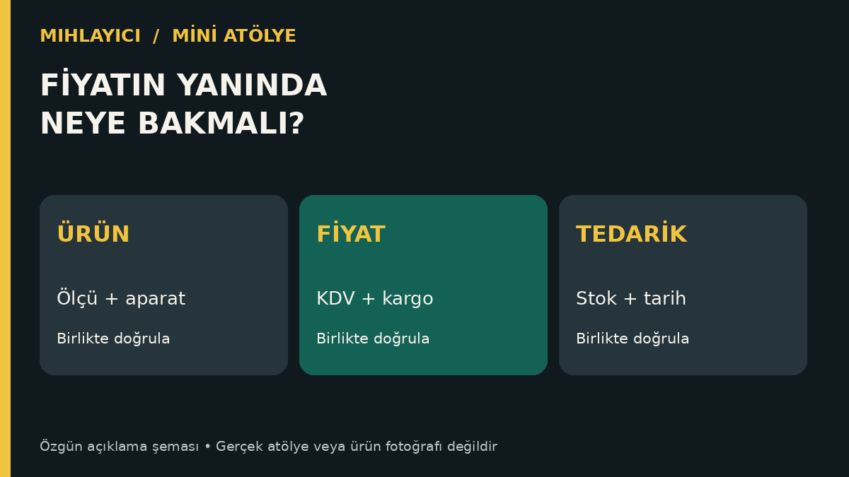 Fiyatı doğru karşılaştır için özgün açıklama şeması; gerçek atölye fotoğrafı değildir.